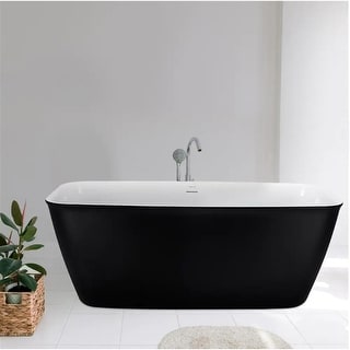59" 100% Acrylic Freestanding Bathtub，Contemporary Soaking Tub，black ...